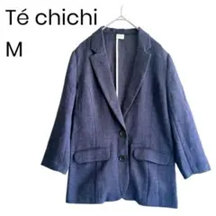 テチチ リネン調テーラードジャケット M ネイビー オフィス 軽やか 2036のサムネイル