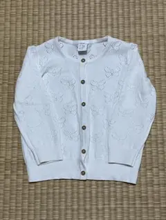 H&M ベビー キッズ カーディガン オフホワイト 白 透かし柄 蝶々長袖 85