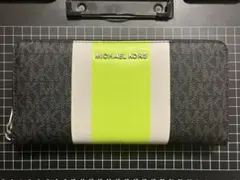MICHAEL KORS 長財布 グレー/ネオンイエロー