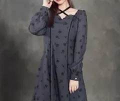 極美品✨EATME ローズフラワープリントワンピース ブラック