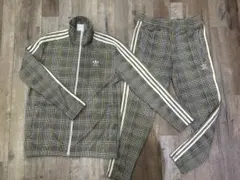 海外限定adidas タータンチェック千鳥 トラックスーツ スリーストライプ