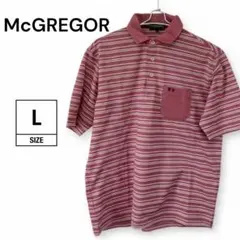 【美品】McGREGOR 半袖ポロシャツ 綿ポリ ボーダー L ユニセックス