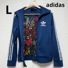【美品】adidas Originals トラックジャケット 花柄 ブルー Lのサムネイル