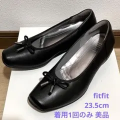 fitfit 撥水ストレッチレザーリボンバレエパンプス