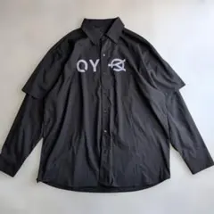 美品 ОY レイヤードロゴシャツ 長袖 韓国製 黒 ビッグシルエットのサムネイル