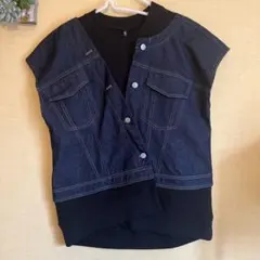 AULA デニム ドッキング シャツ　トップス