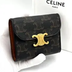 ☆箱付美品☆セリーヌ 三つ折り財布 トリオンフ 総柄 スモールフラップ