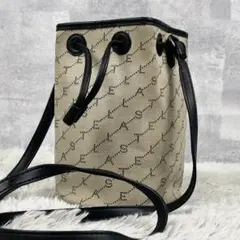 美品 ステラマッカートニー キャンバス ショルダーバッグ ロゴ型押しバケット