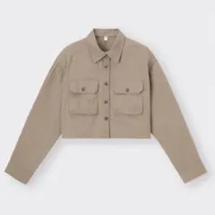GU クロップド　ワークシャツ　XL 羽織り　ジャケット　ベージュ