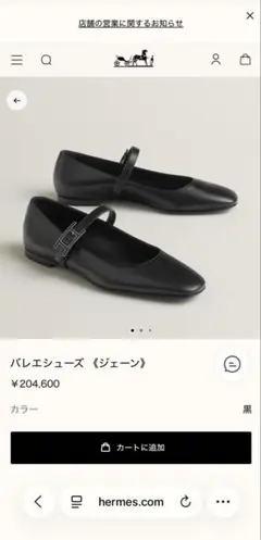 エルメス ジェーン バレエシューズ 黒 38.5 レザー 箱&袋付 - メルカリ