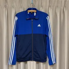美品/adidas アディダス トラックジャケット(L)バイカラー青×紺×白のサムネイル