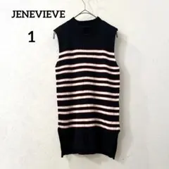 JENEVIEVE ジュネヴィエーブ ボーダー　ノースリーブニット ネイビー　1のサムネイル