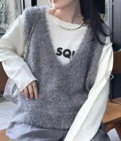 【CIAOPANIC TYPY】ミックスフェザーヤーンクロップド丈ベスト グレー