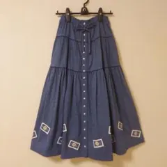 ピンクハウス♡ダンガリーフレアスカート ひなぎくワッペン フリーサイズのサムネイル