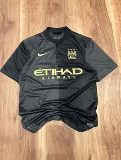 NIKE 2013/14 マンチェスターシティ 長袖 アウェイユニフォーム 黒金
