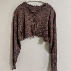 W.W.G カラフル　フリンジ　クロップドカーディガン　ダメージ　388