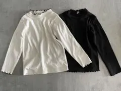 お値下げ‼︎リブメロウ長袖トップス 白×黒 110
