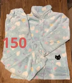 水色ハート柄フリースパジャマ上下セット