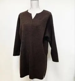 Chocolraffine ニットワンピース ブラウン Vネック 秋冬 春