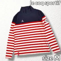 【le coq sportif】ゴルフ モックネックシャツ ボーダー柄 ロゴ刺繍