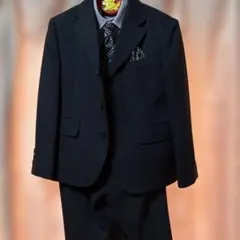 キッズ ネイビー スーツ ドット柄ネクタイ