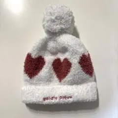 【gelato pique】ジェラートピケ ニット帽 ハート柄 ホワイト