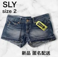 【新品タグ付】SLY スライ デニムショートパンツ サイズ2 Y2K 平成ギャルのサムネイル