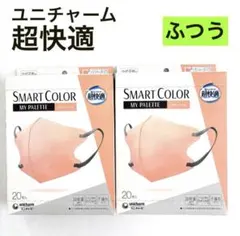 1/3【超快適 不織布マスク】スマートカラーふつう40枚（20枚×2箱）