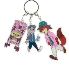 ズートピア　アベイル　3連アクリルチャーム（ニック&ジュディ&デューク）