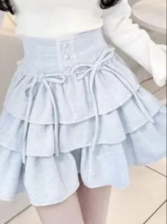 ハニーミュウ HONEYMEWツイードティアードフリルスカート ブルー