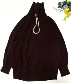 ジャーナルスタンダード　カシミア混　 ダークレッド ハイネックニット　ブラウン