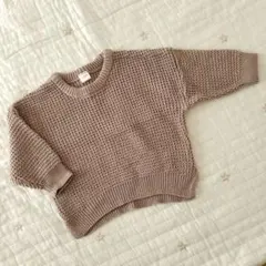 【美品】テータテート　グレージュ ニットセーター クルーネック　80