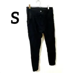 【S】ブラックハイウエストストレッチパンツ レディース ユニセックス