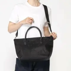 【美品】perche ナイロンドット刺繍2wayトート　黒のサムネイル