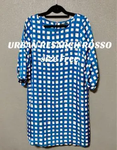 URBAN RESEARCH ROSSO 膝丈ワンピース 幾何学模様 レトロ