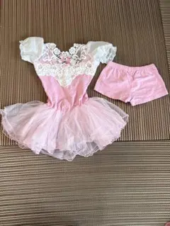 バレエ レオタード ピンク レース チュチュ ショートパンツ付き