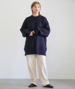 SELECT MOCA ランダムケーブルオーバーニット ネイビー