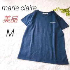 美品【marie claire】マリクレール　ロゴTシャツ　ネイビー　レディースのサムネイル