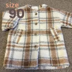 バースデイ　しまむら　futafuta コート　ボア　チェック　90