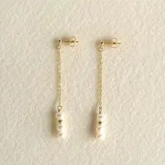 ♥️天然淡水パールのロングピアス♪　ハンドメイド
