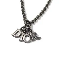 美品　ディオール　ロゴチャーム　ネックレス　シルバー