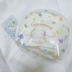 サンリオ シナモロール 刺しゅうシェル型ポーチ 花柄 クリアポーチ シナモン