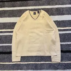00s OLDGAP ギャップ Vネック コットン ニット セーター ベージュ