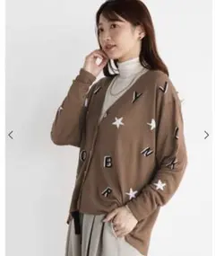 Vin ランダムレターレーヨンニットカーディガン