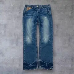 新品★REPLAY メンズデニム デッドストック レザーパッチ Y2K グランジ