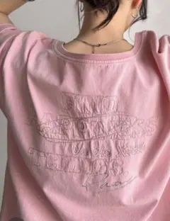 ロゴ刺繍 長袖カットソー ピンクのサムネイル
