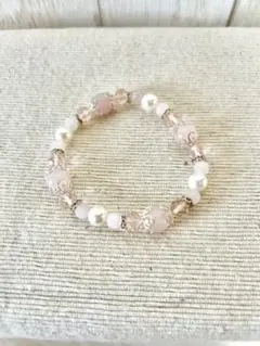 恋愛成就♡ローズクォーツ×シェルパールブレス