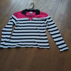 LACOSTE ストライプ 長袖ポロシャツ 42