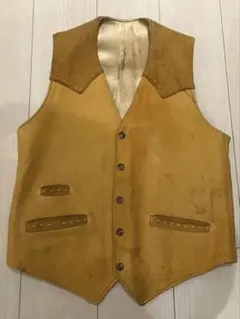 ビンテージ　ディアスキン　レザーベスト スエード 一点物　レア　ウエスタン