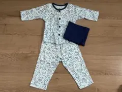 90㎝　ベビーキッズ　パジャマ　腹巻き付き　水色 ネイビー　綿100% 男の子